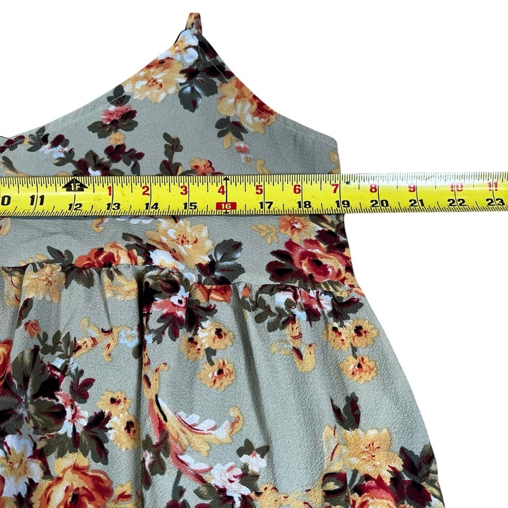 Floral Mint Tie-Strap Dress - Boho Chic Casual Style | Size Small | Resort Wear - Picture 11 of 16